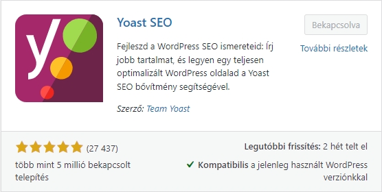 Wordpress bővítmény - Yoast SEO